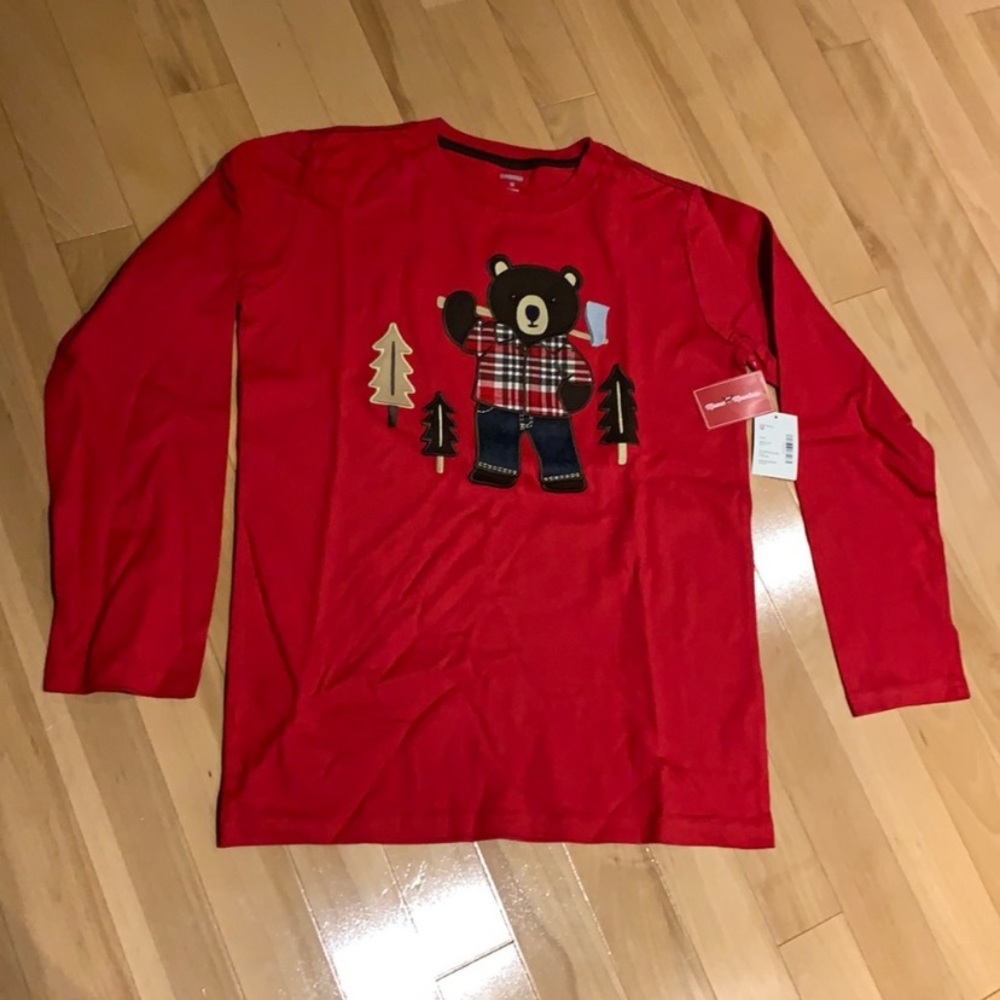 NWT Boys Gymboree Lumberjack Bear Red Long Sleeve top - size 12